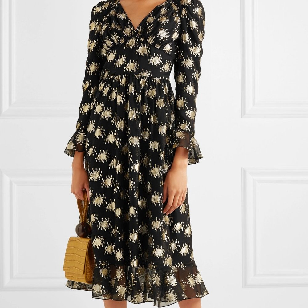 STINE GOYA William metallic silk-blend midi dress